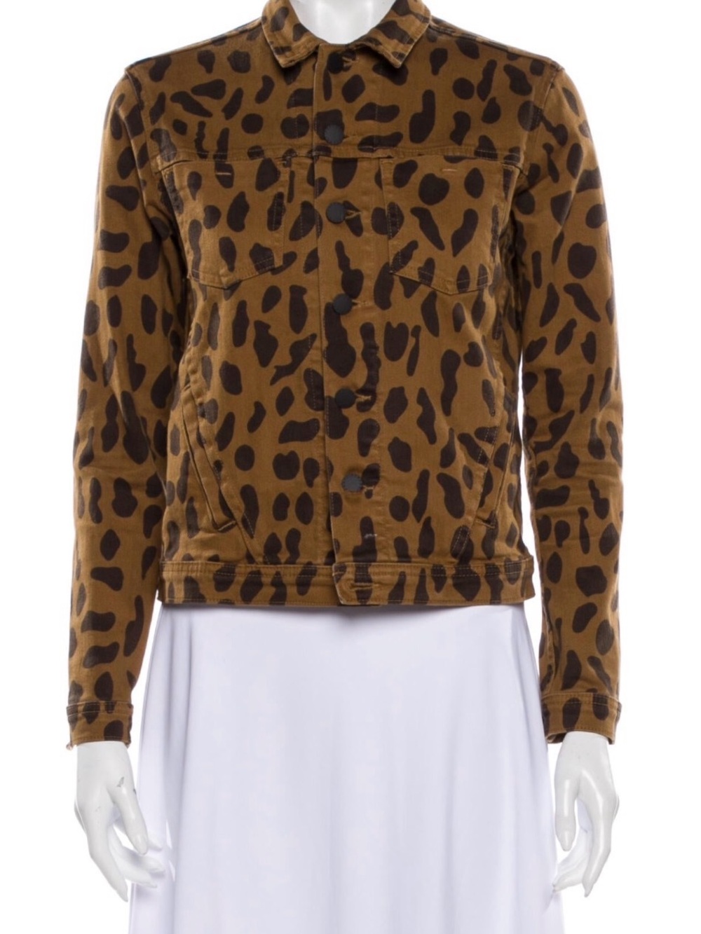 L'AGENCE Brown Leopard-Print Jean Jacket